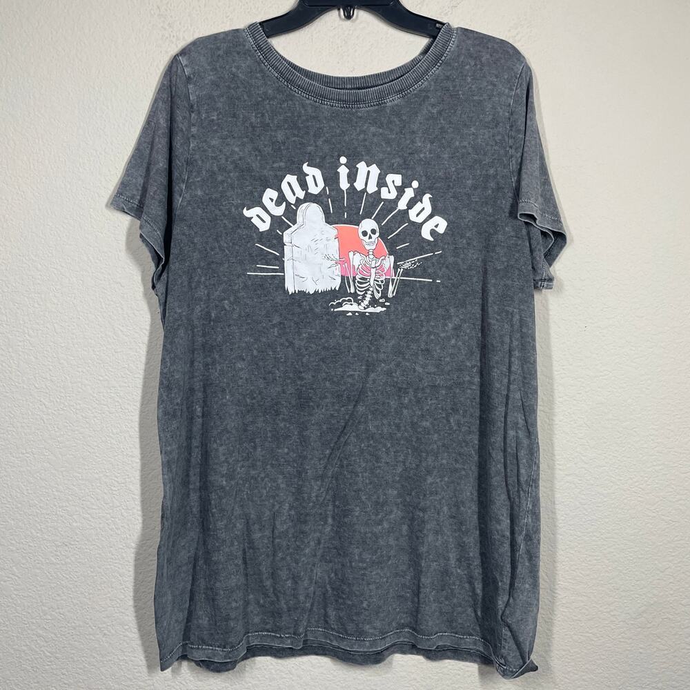 Lovesick Torrid 1/1X Dead Inside Tee T-Shirt Black Acid Wash Cotton Blend